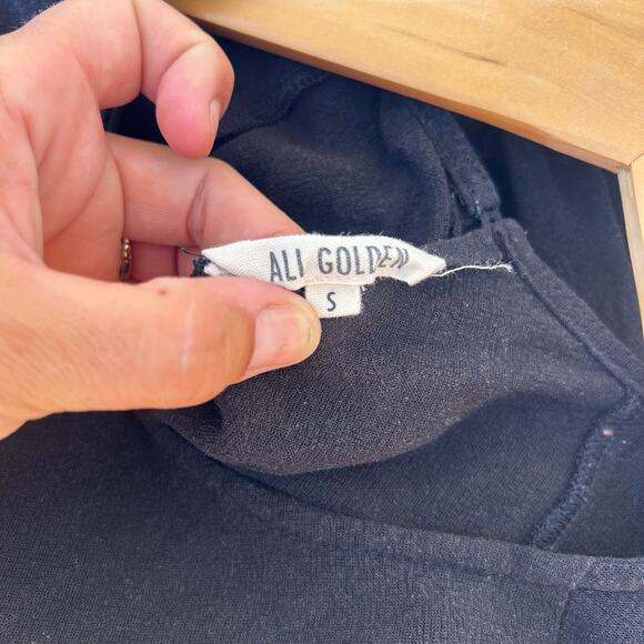 Ali Golden Black Long Sleeve Puff Shoulder Blouse Small Linen Shirt Top - Picture 5 of 10